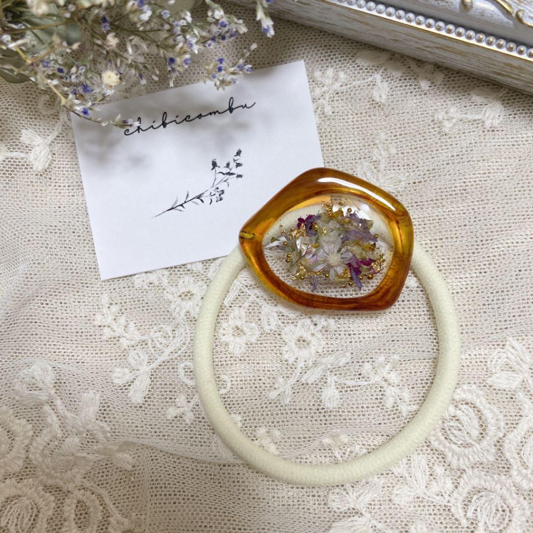 ハンドメイド　レジン　お花　ヘアゴム　ポニーフック　ブローチ　no.156