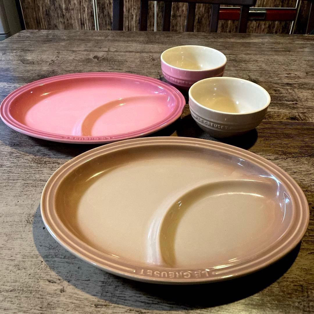 ル・クルーゼ　マルチオーバルプレート大2枚、ライスボウル2客セット