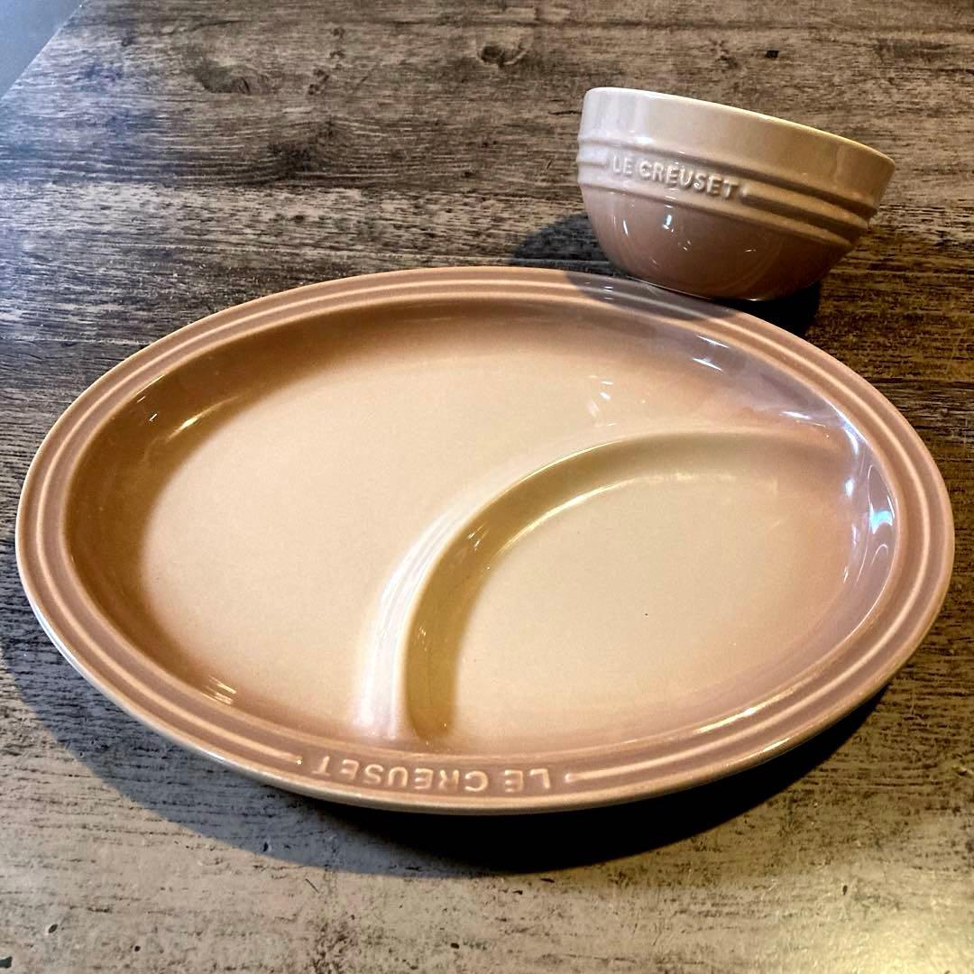 ル・クルーゼ　マルチオーバルプレート大2枚、ライスボウル2客セット