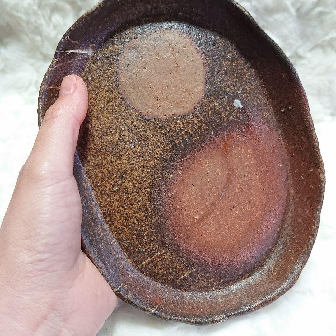 ●【2473】100.足プレート皿…備前焼