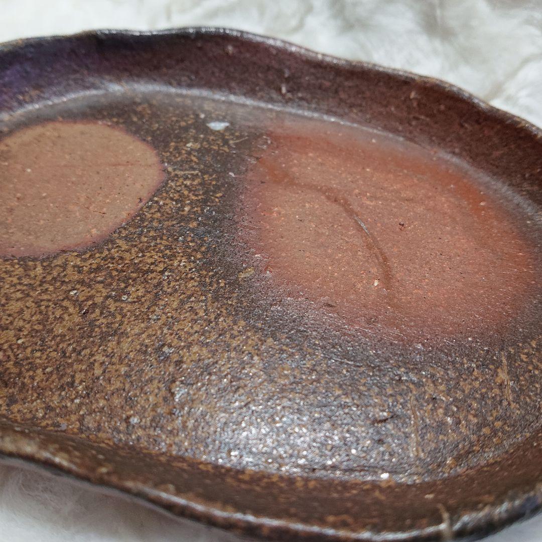 ●【2473】100.足プレート皿…備前焼