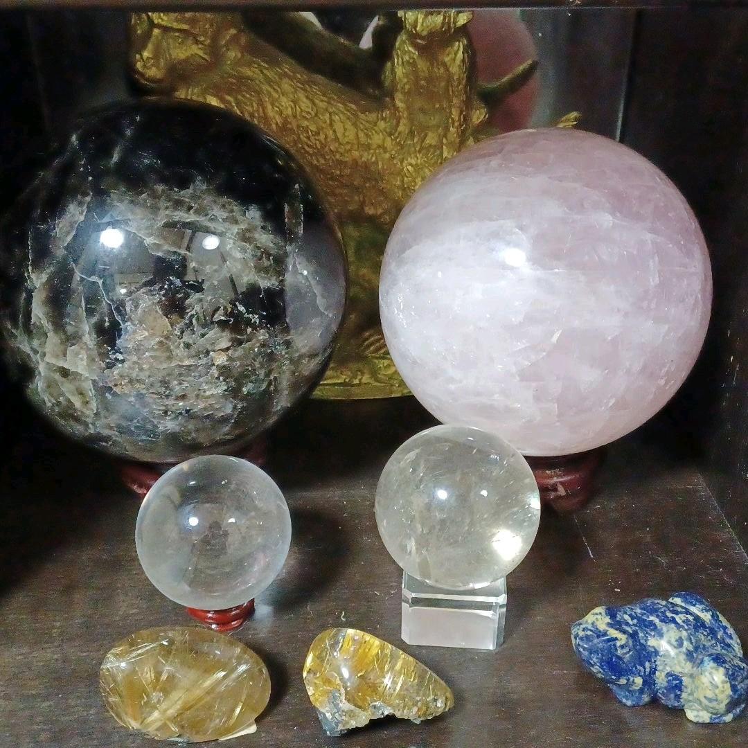 物重さ：約 5Kg商品サイズ◆ 粒直径約:150mm【ローズクォーツ】