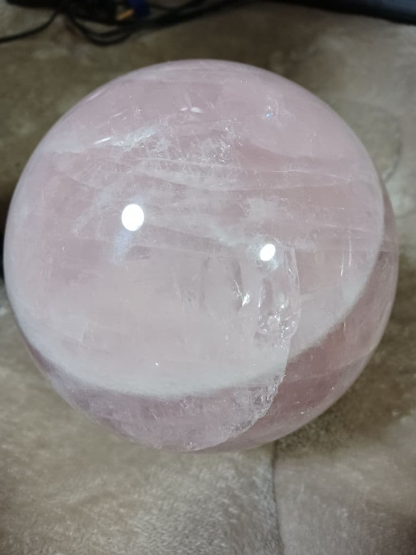 物重さ：約 5Kg商品サイズ◆ 粒直径約:150mm【ローズクォーツ】