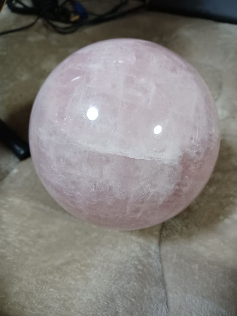 物重さ：約 5Kg商品サイズ◆ 粒直径約:150mm【ローズクォーツ】