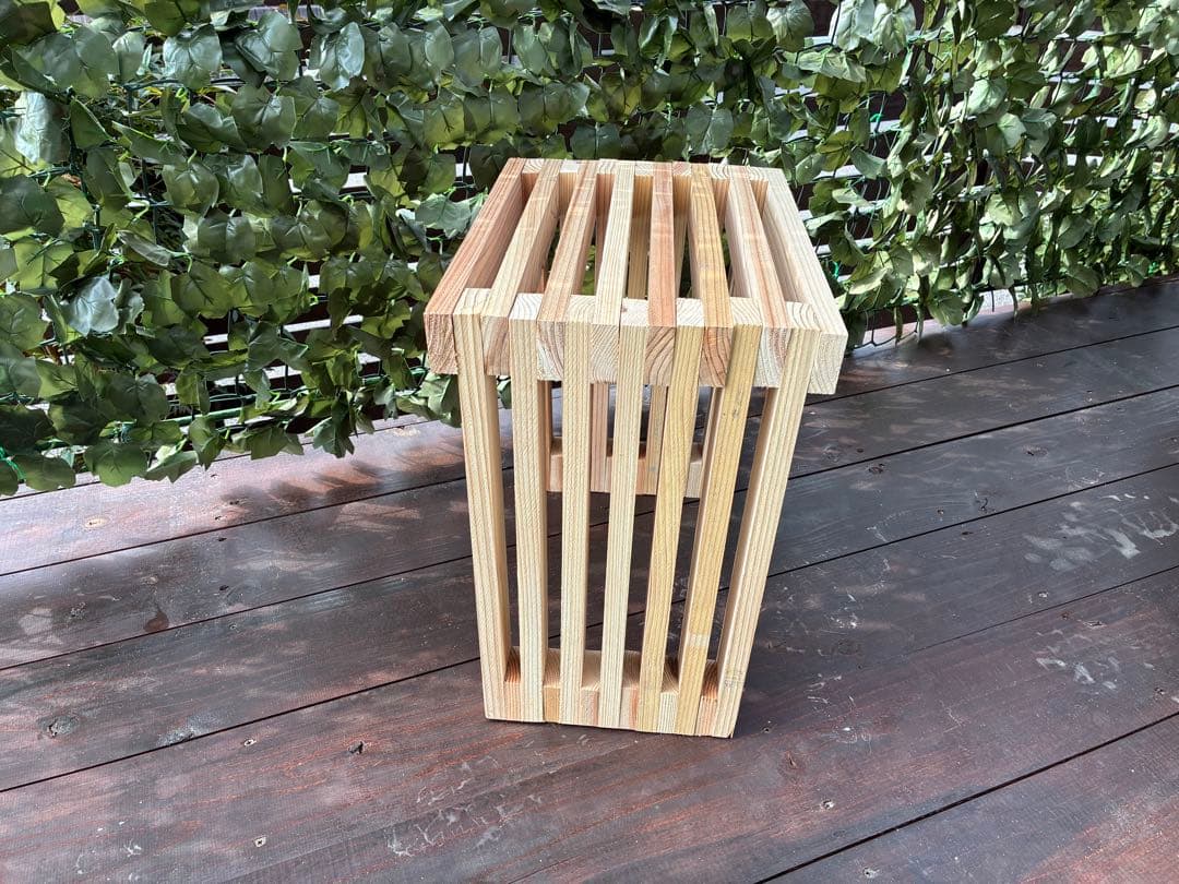 【杉無垢材】スリットデザイン木製ラック｜幅400㎜・サイドテーブル・アジアン