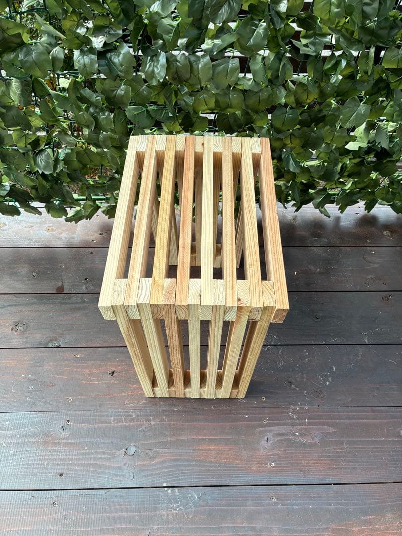 【杉無垢材】スリットデザイン木製ラック｜幅400㎜・サイドテーブル・アジアン