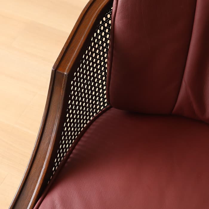 アンティーク カリモク Domani 一人掛け椅子 本革 ナラ材