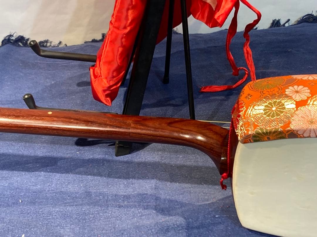 画像58枚 現状 三味線 本体 溝無し ハードケース付 その他パーツおまけ