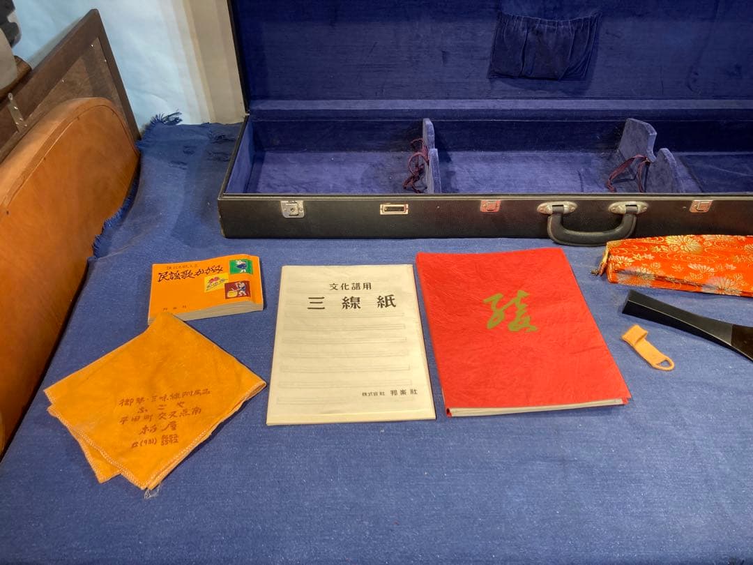 画像58枚 現状 三味線 本体 溝無し ハードケース付 その他パーツおまけ