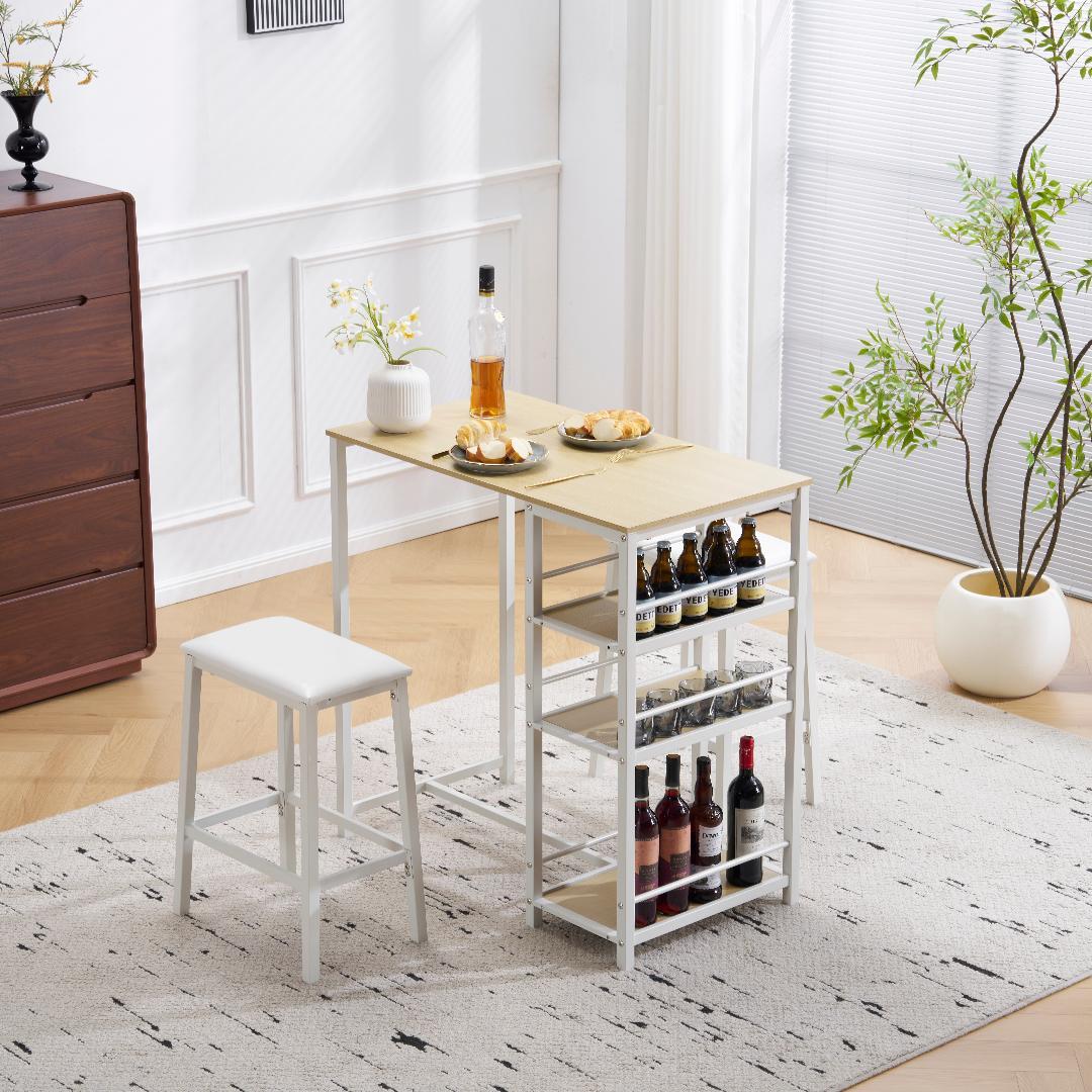 【ナチュラル】カウンター3点セット ダイニング3点セット テーブル2人用