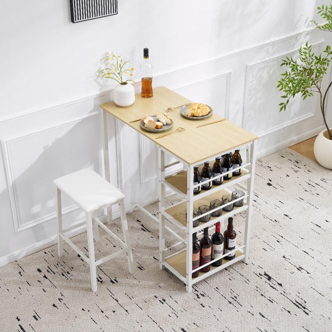 【ナチュラル】カウンター3点セット ダイニング3点セット テーブル2人用