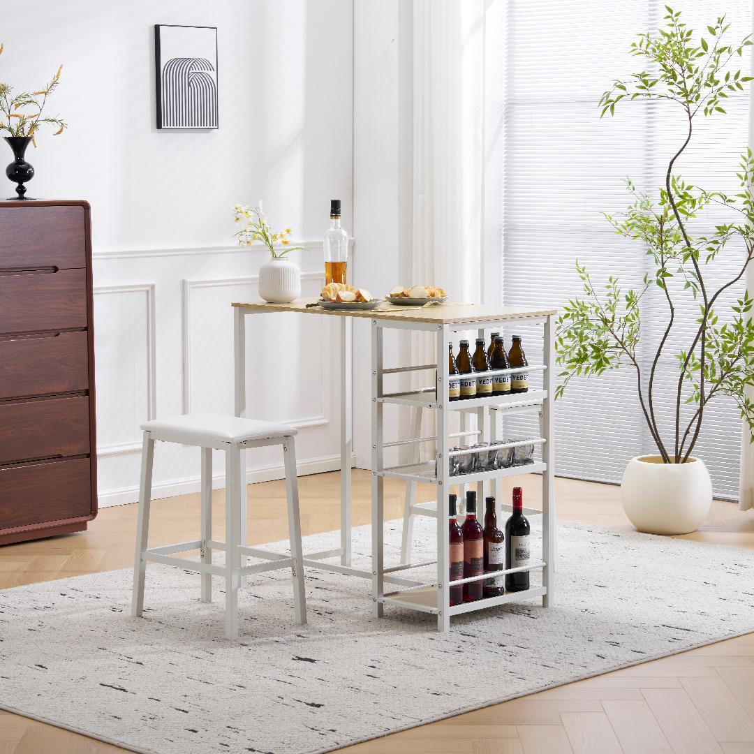 【ナチュラル】カウンター3点セット ダイニング3点セット テーブル2人用