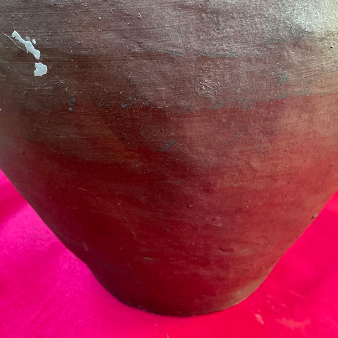 みけこしょうささん専用　備前焼　茶色　陶器製　花瓶　備前窯　『中壺』　耳有り