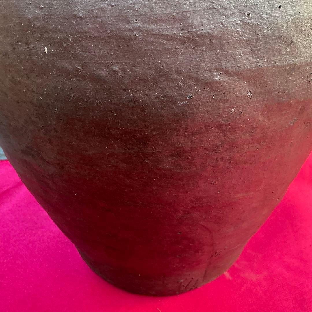 みけこしょうささん専用　備前焼　茶色　陶器製　花瓶　備前窯　『中壺』　耳有り