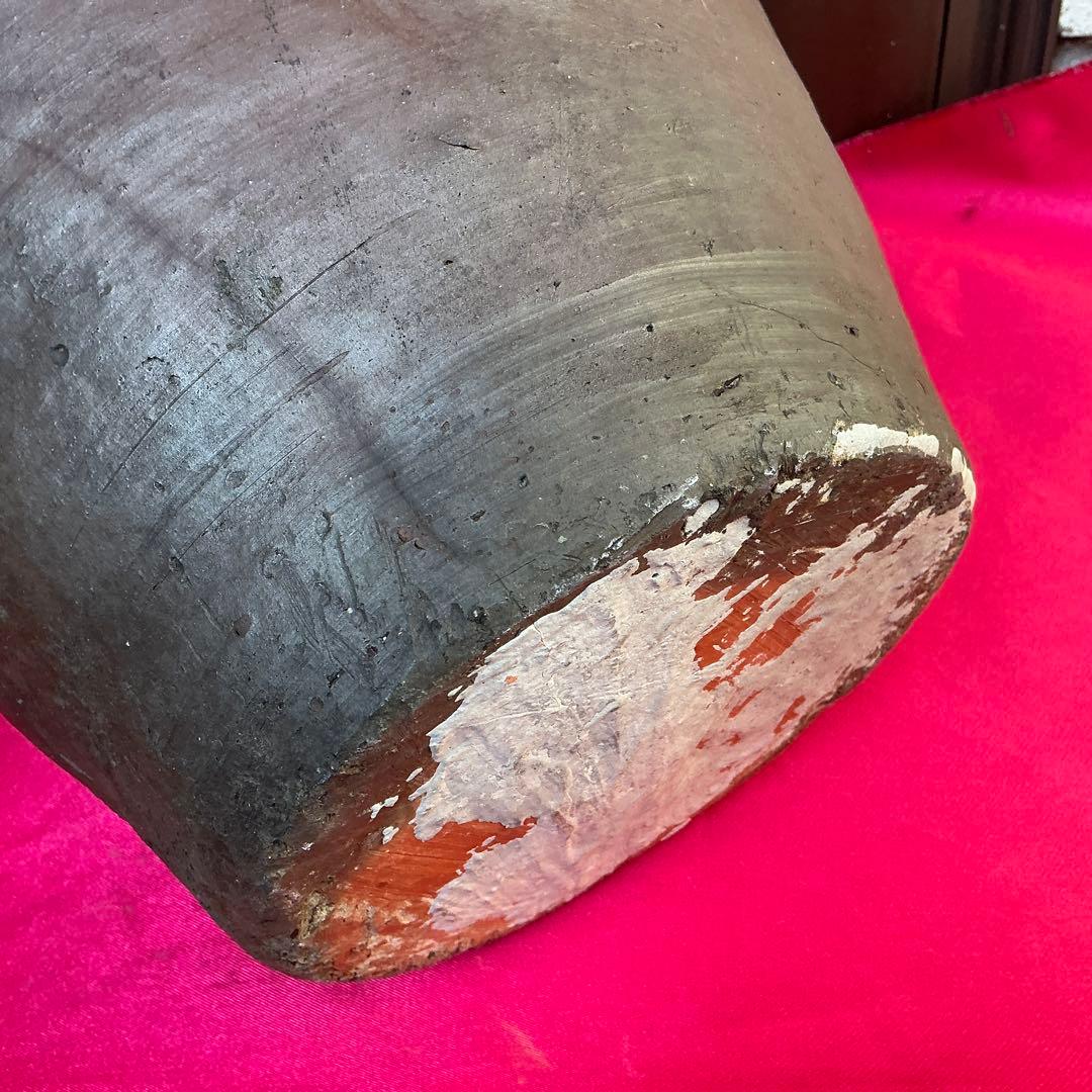 みけこしょうささん専用　備前焼　茶色　陶器製　花瓶　備前窯　『中壺』　耳有り