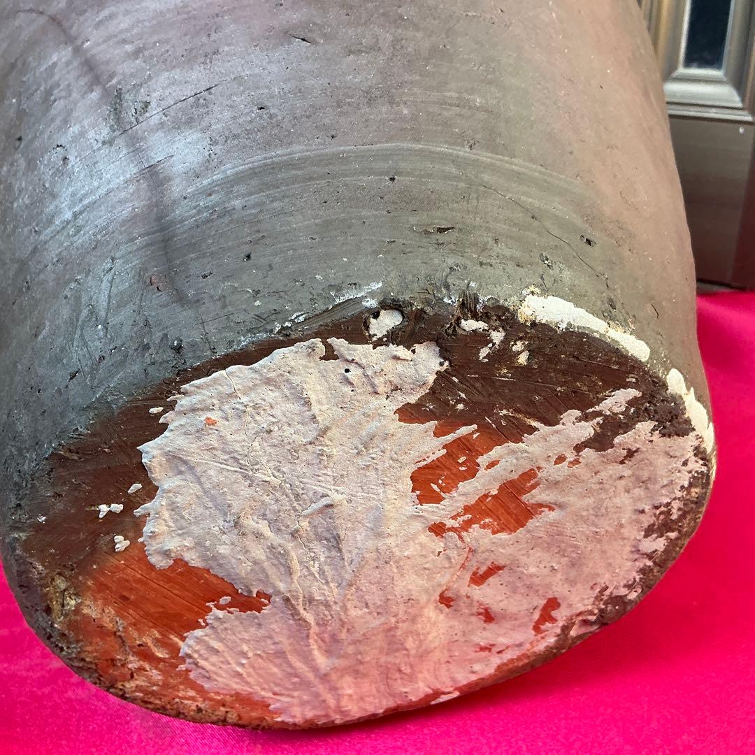 みけこしょうささん専用　備前焼　茶色　陶器製　花瓶　備前窯　『中壺』　耳有り