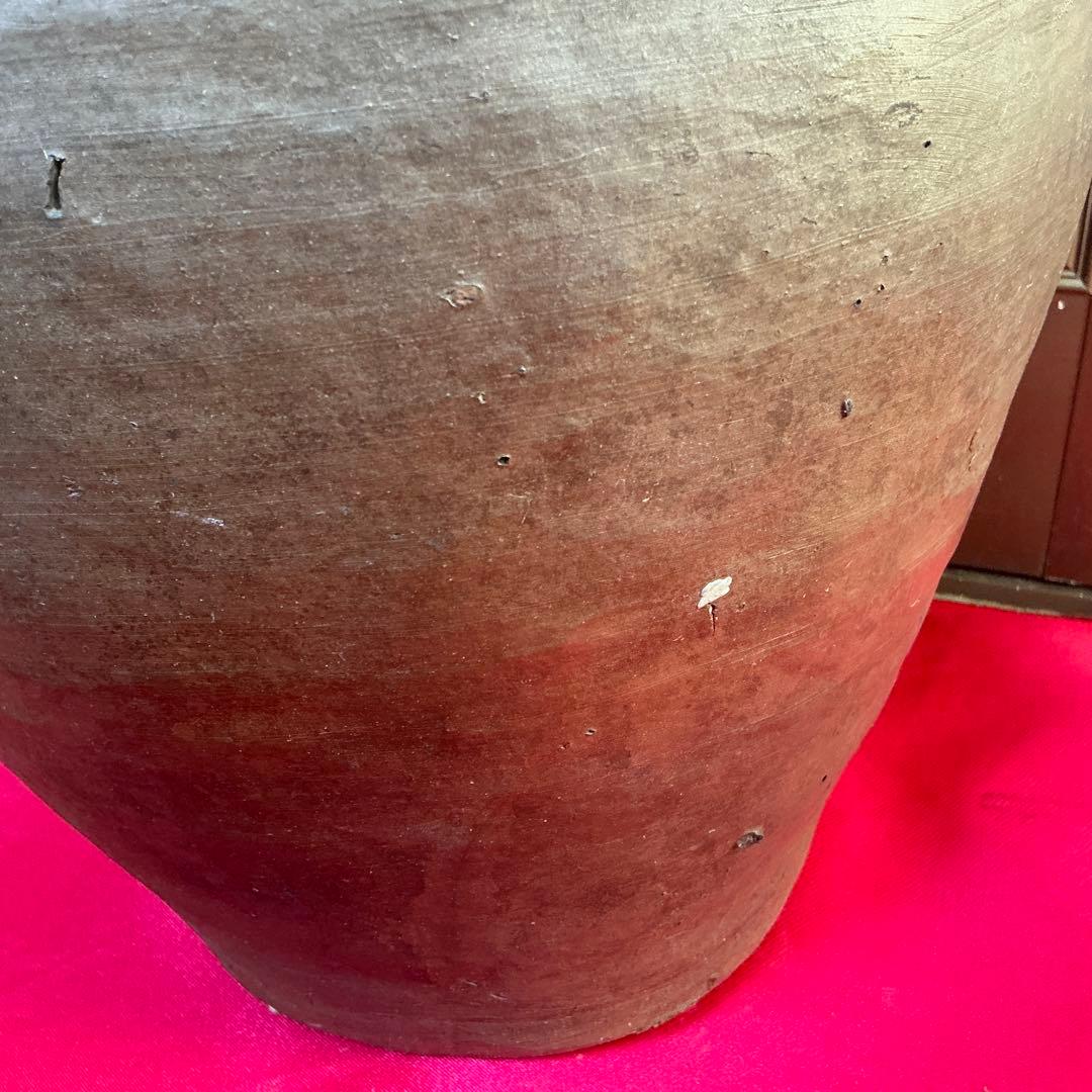 みけこしょうささん専用　備前焼　茶色　陶器製　花瓶　備前窯　『中壺』　耳有り