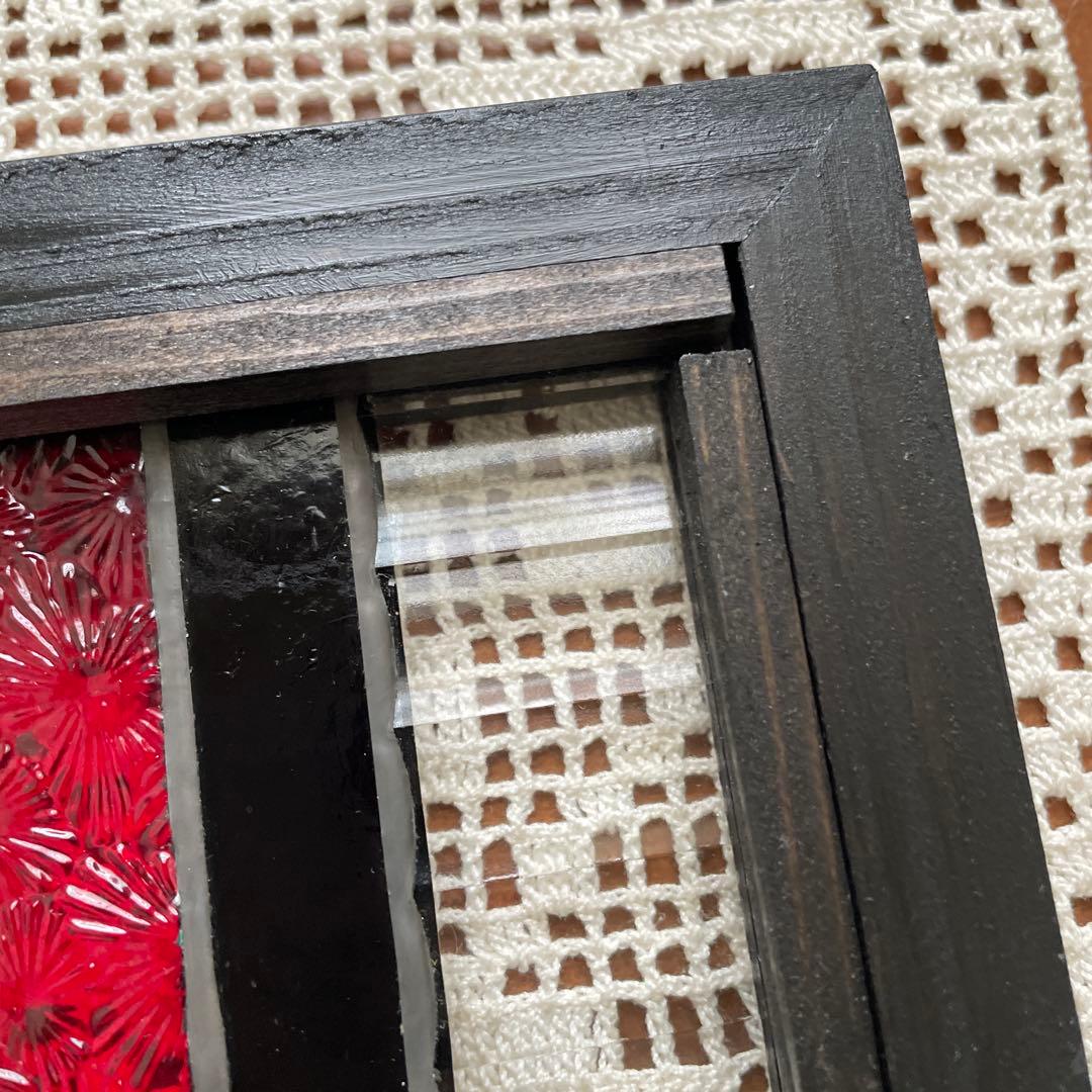 ステンドグラス　パネル　昭和レトロ　和モダン　ガラス引き戸