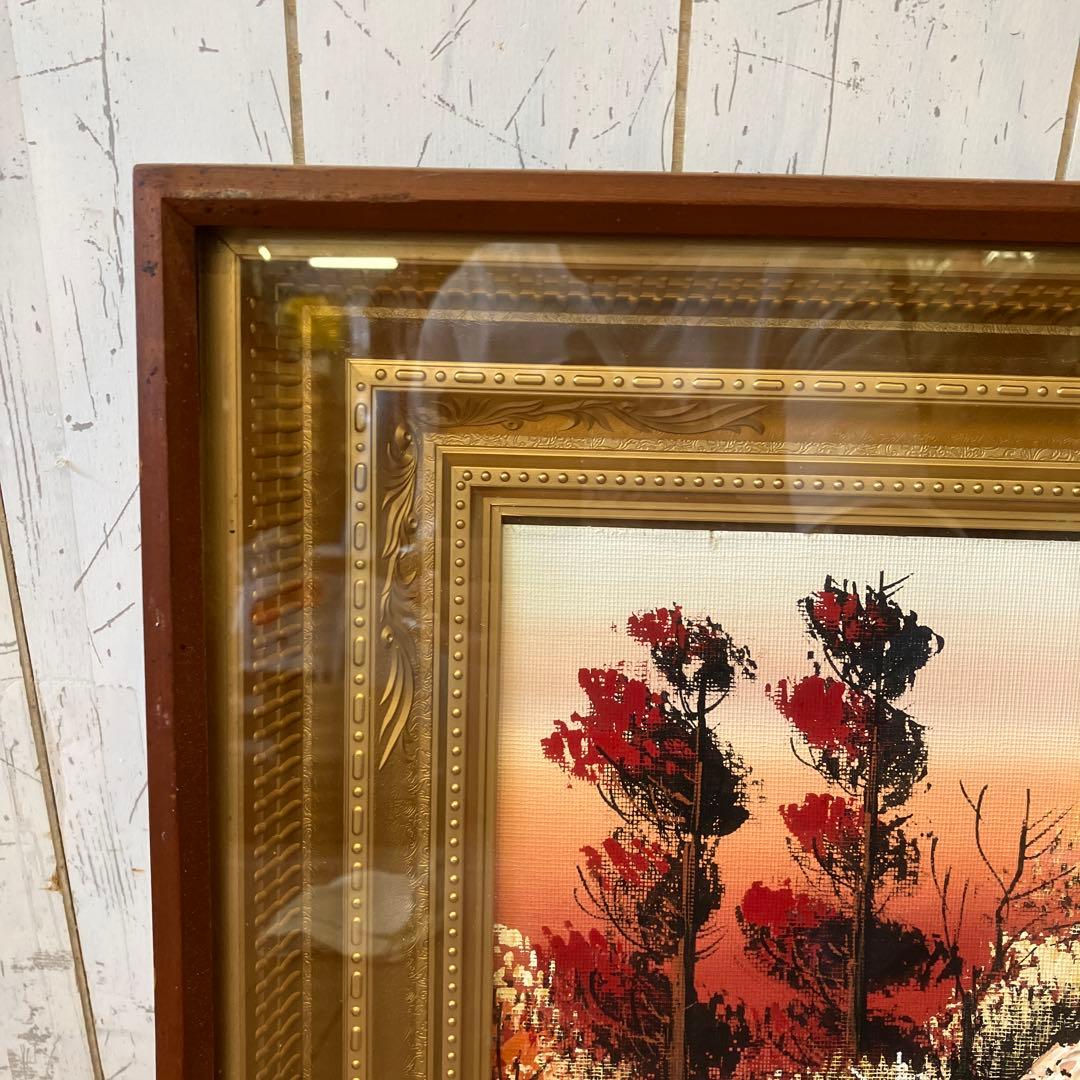 昭和レトロ 赤富士 富士山 夕焼け 景色 風景 古民家 古民具 日本画 絵画