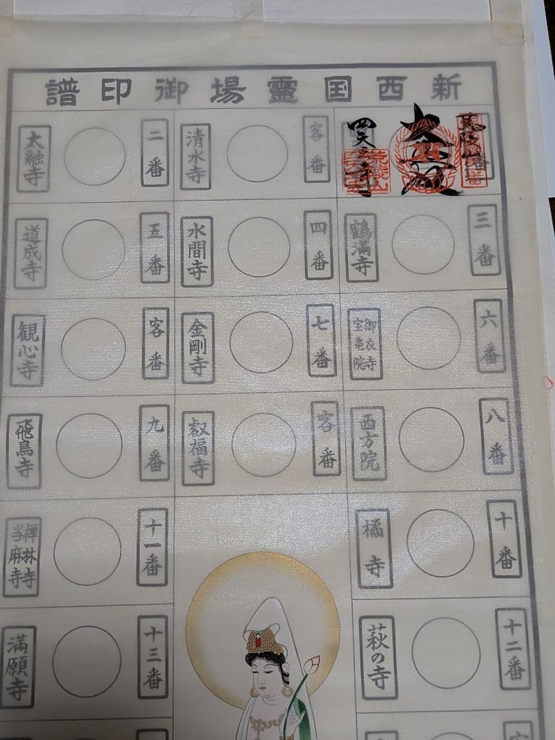 新西国霊場御印譜　三十三ヶ所霊場巡り観音霊場　　観音菩薩 掛軸 　トンナ仏宝堂