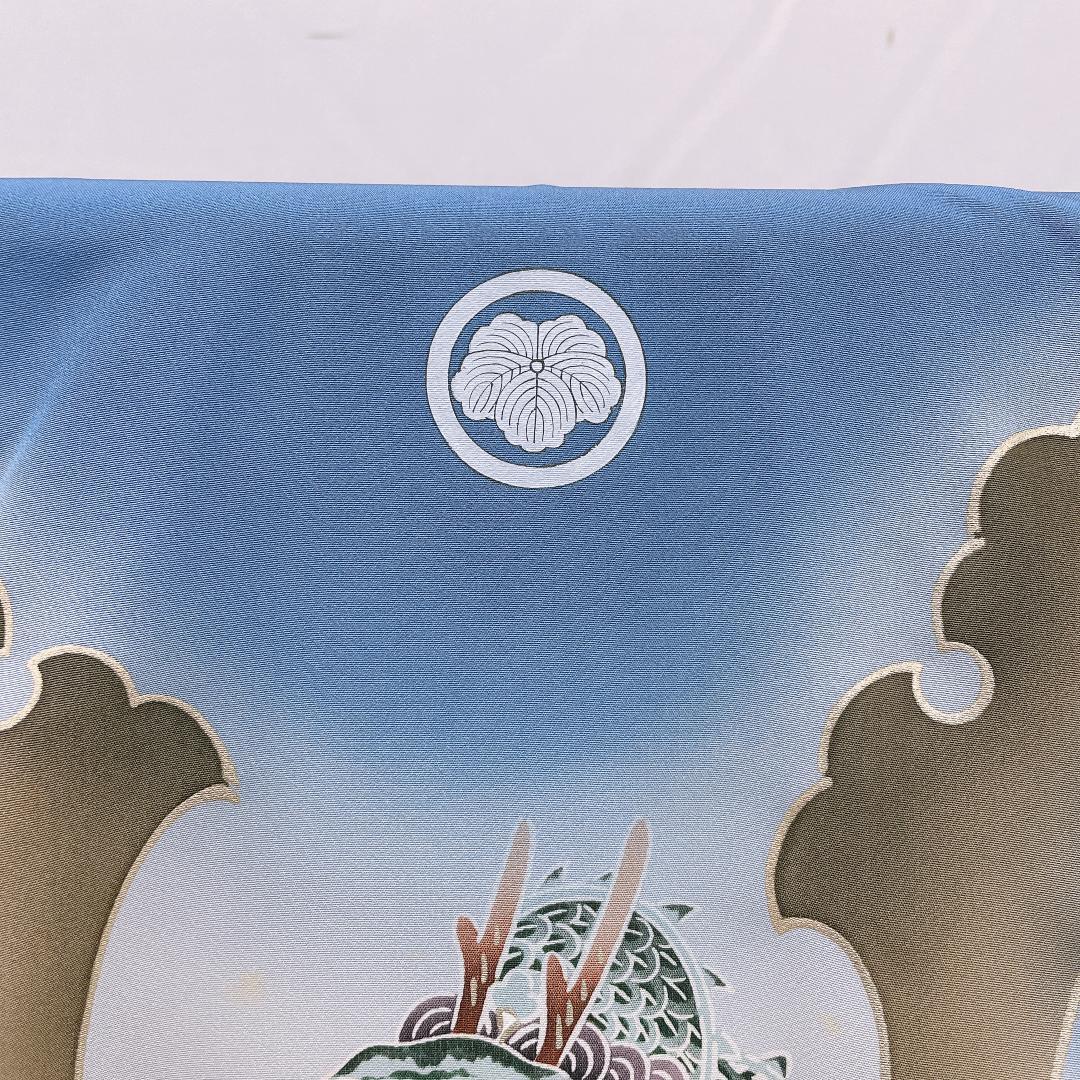 ★4158★ 七五三 男の子 着物 かけ着 男児 一つ身 黒 紋入り