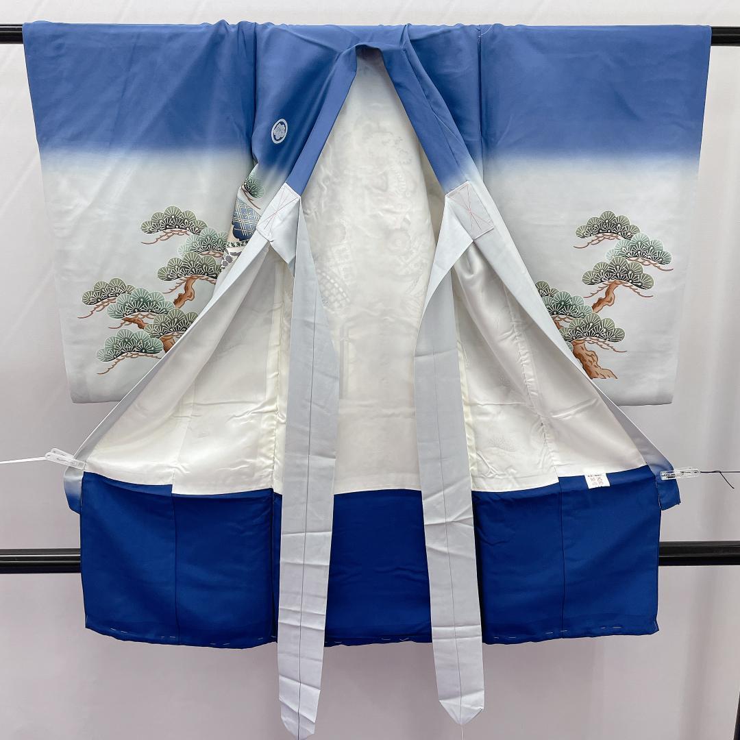 ★4158★ 七五三 男の子 着物 かけ着 男児 一つ身 黒 紋入り