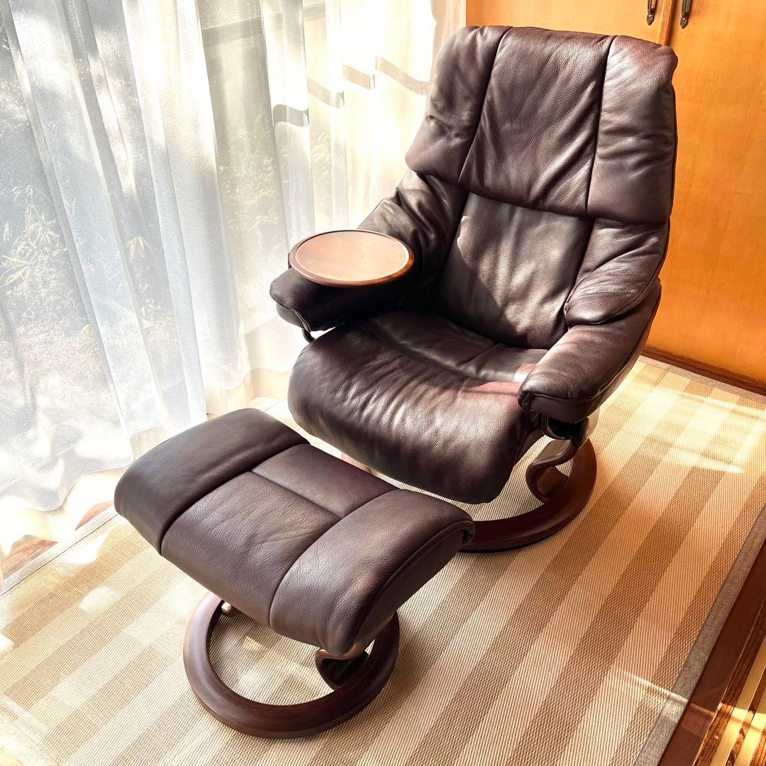 (て12)美品エコーネス ストレスレス レノ Reno ハイバックチェア 本革