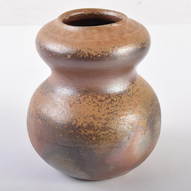 備前焼　伊勢崎満作　瓢箪形　掛花生　共箱　C　R7591