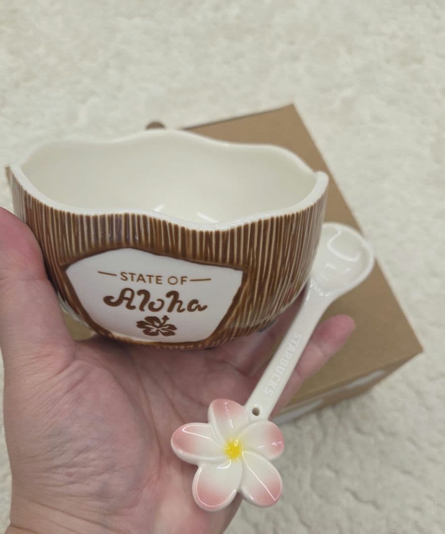 韓国スタバ★Aloha Coconut Bowl&Spoon Set 355ml