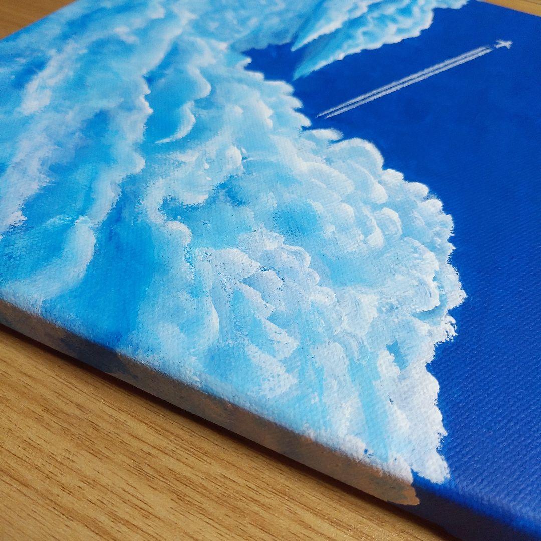 絵画　空　雲　飛行機雲　原画　インテリア　アート