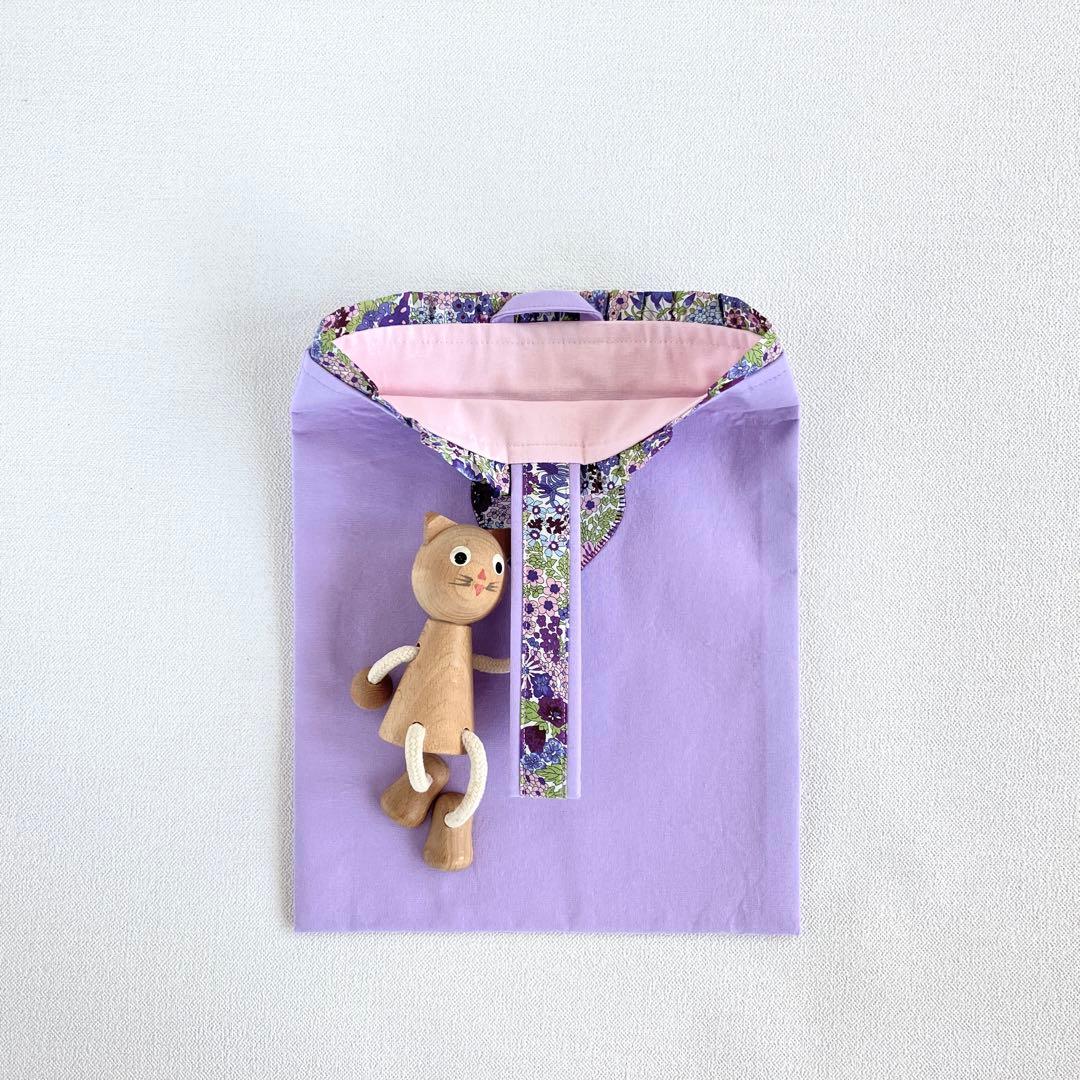 リバティのフリルとハートアップリケのレッスンバッグ・上履き入れ・体操服袋