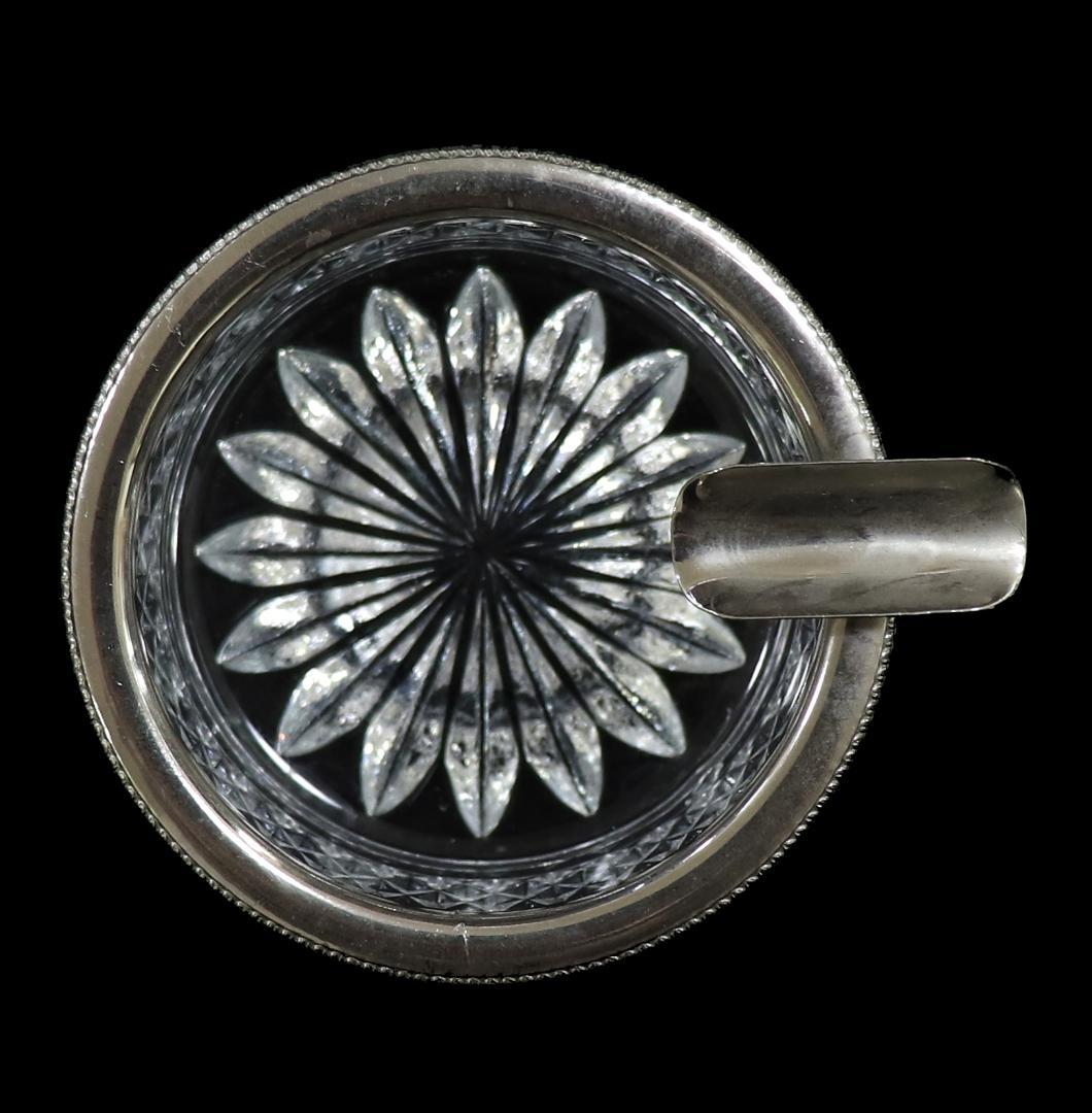 オールド・バカラ 珍品 1900年 丸型 銀装飾 切子 灰皿 ディアマン ビゾー