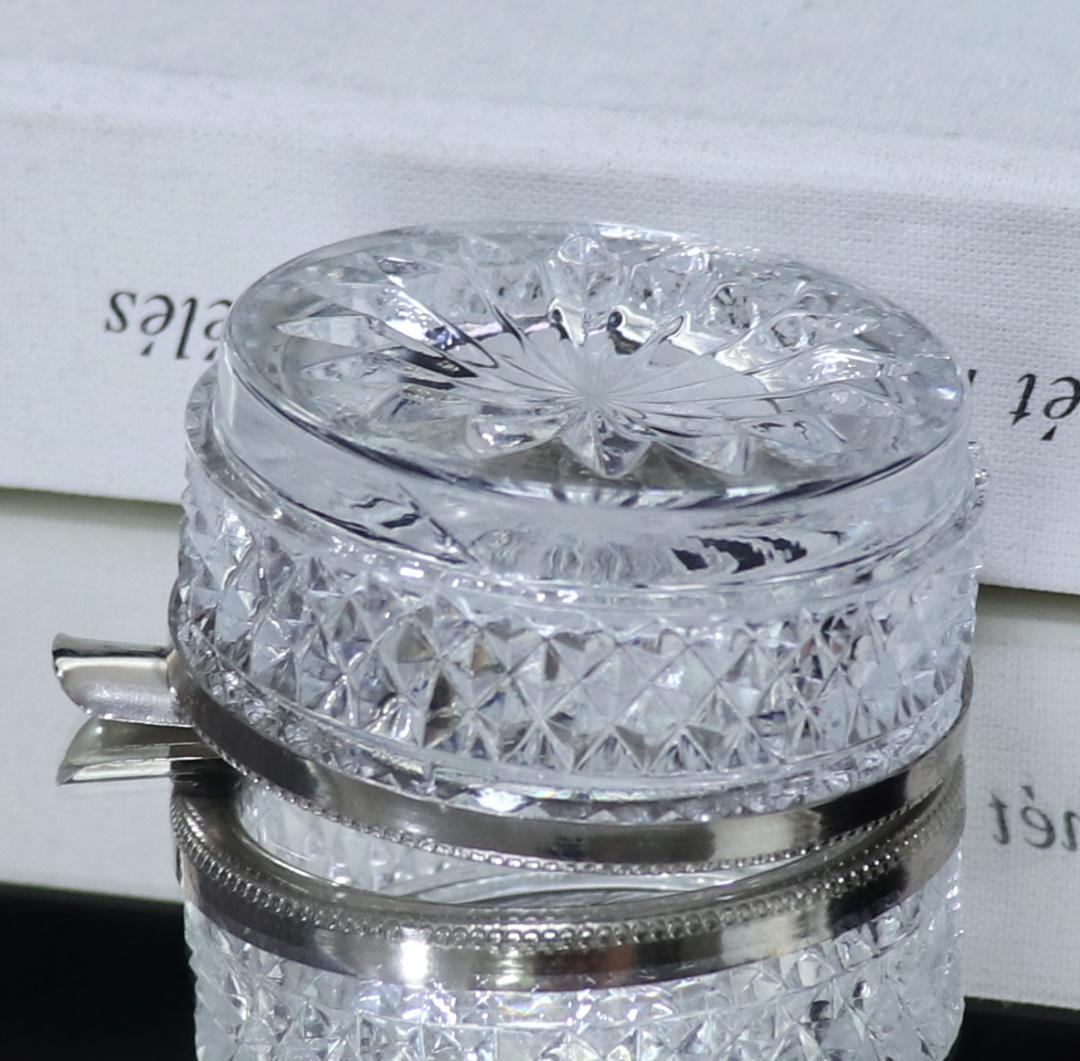 オールド・バカラ 珍品 1900年 丸型 銀装飾 切子 灰皿 ディアマン ビゾー