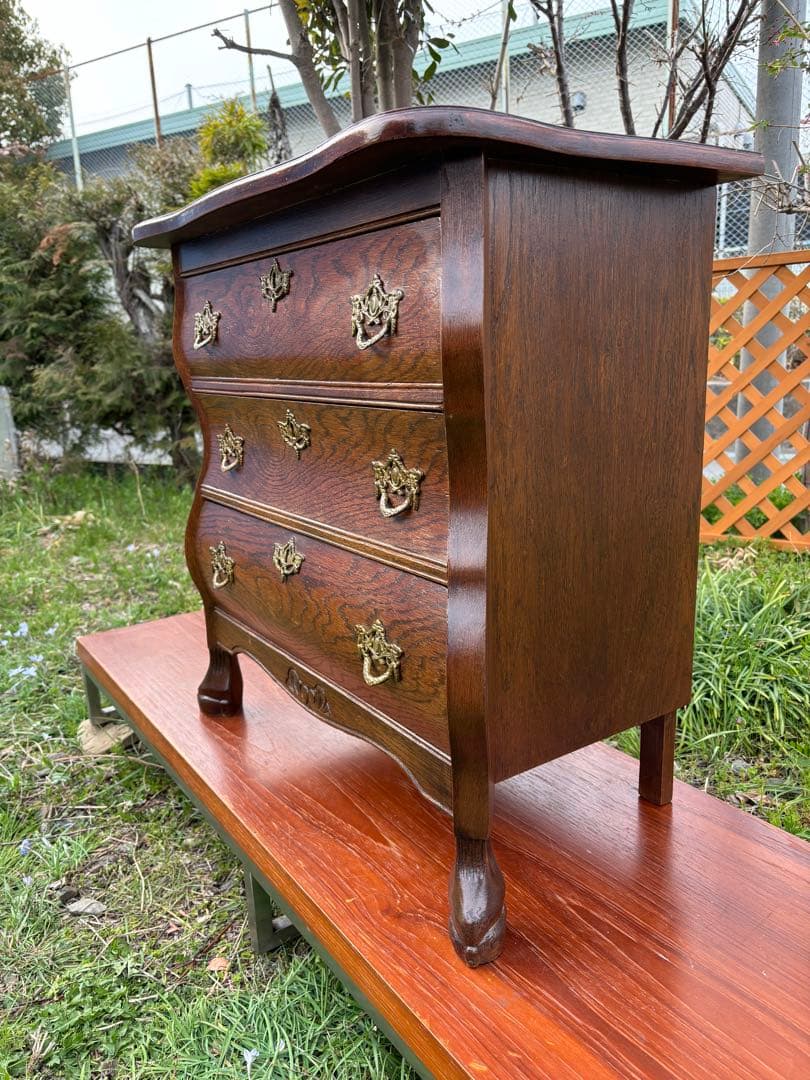 アンティーク　コモード型3段チェスト　サイドチェスト　フランス