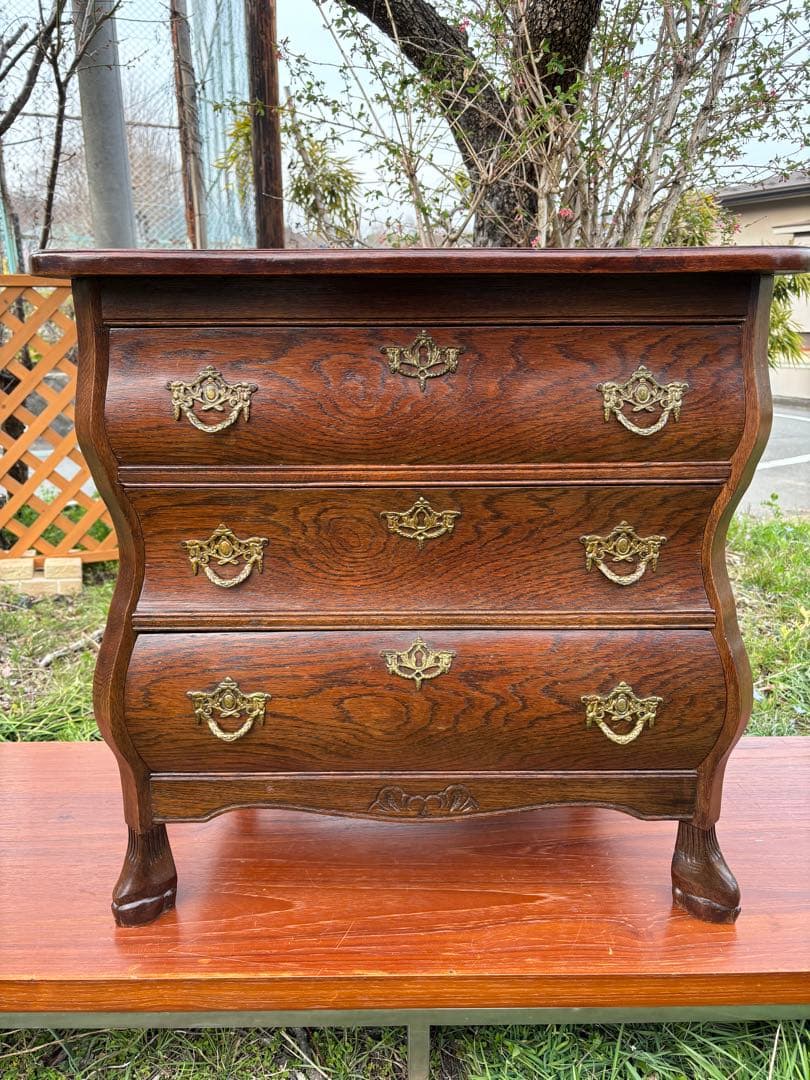 アンティーク　コモード型3段チェスト　サイドチェスト　フランス