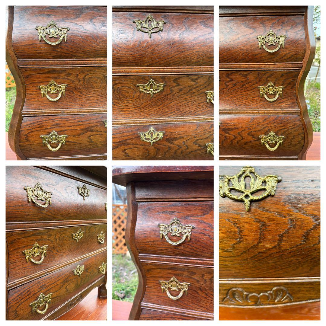 アンティーク　コモード型3段チェスト　サイドチェスト　フランス