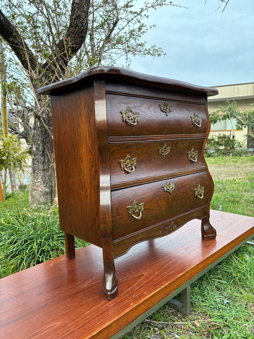 アンティーク　コモード型3段チェスト　サイドチェスト　フランス