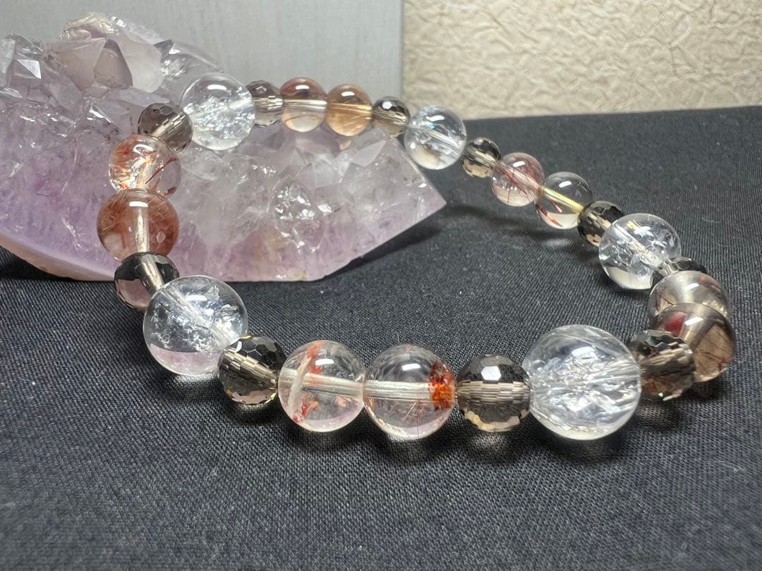 邪気を祓い幸運へ導く⭐︎繁栄⭐︎アイリス&レッドルチル＆スモーキーブレスレット