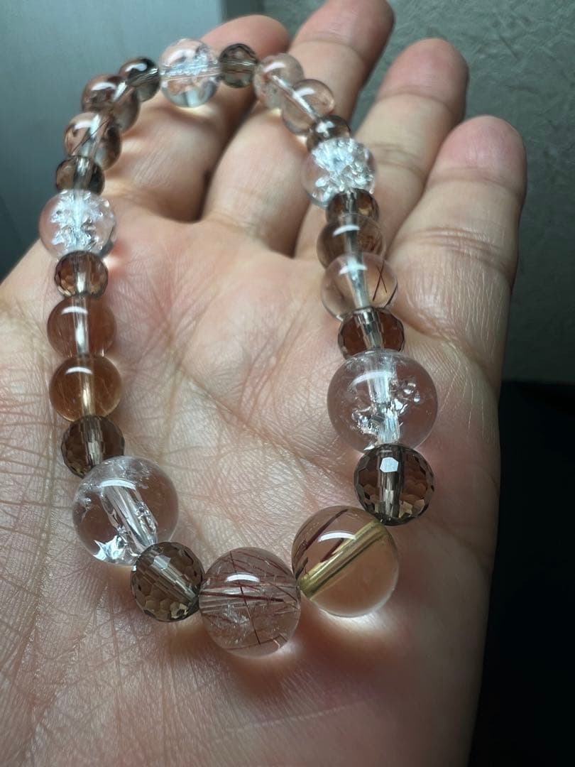 邪気を祓い幸運へ導く⭐︎繁栄⭐︎アイリス&レッドルチル＆スモーキーブレスレット