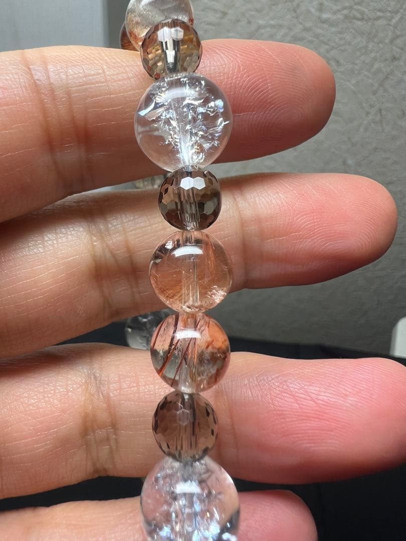 邪気を祓い幸運へ導く⭐︎繁栄⭐︎アイリス&レッドルチル＆スモーキーブレスレット