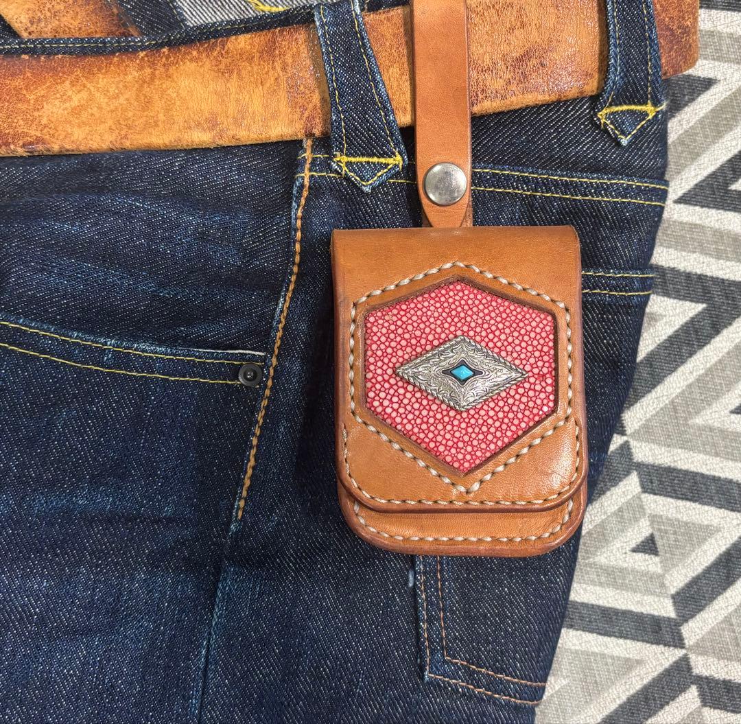 メディスンバック　煙草ケース　小物ケース　栃木レザー　スティングレイ　一点物