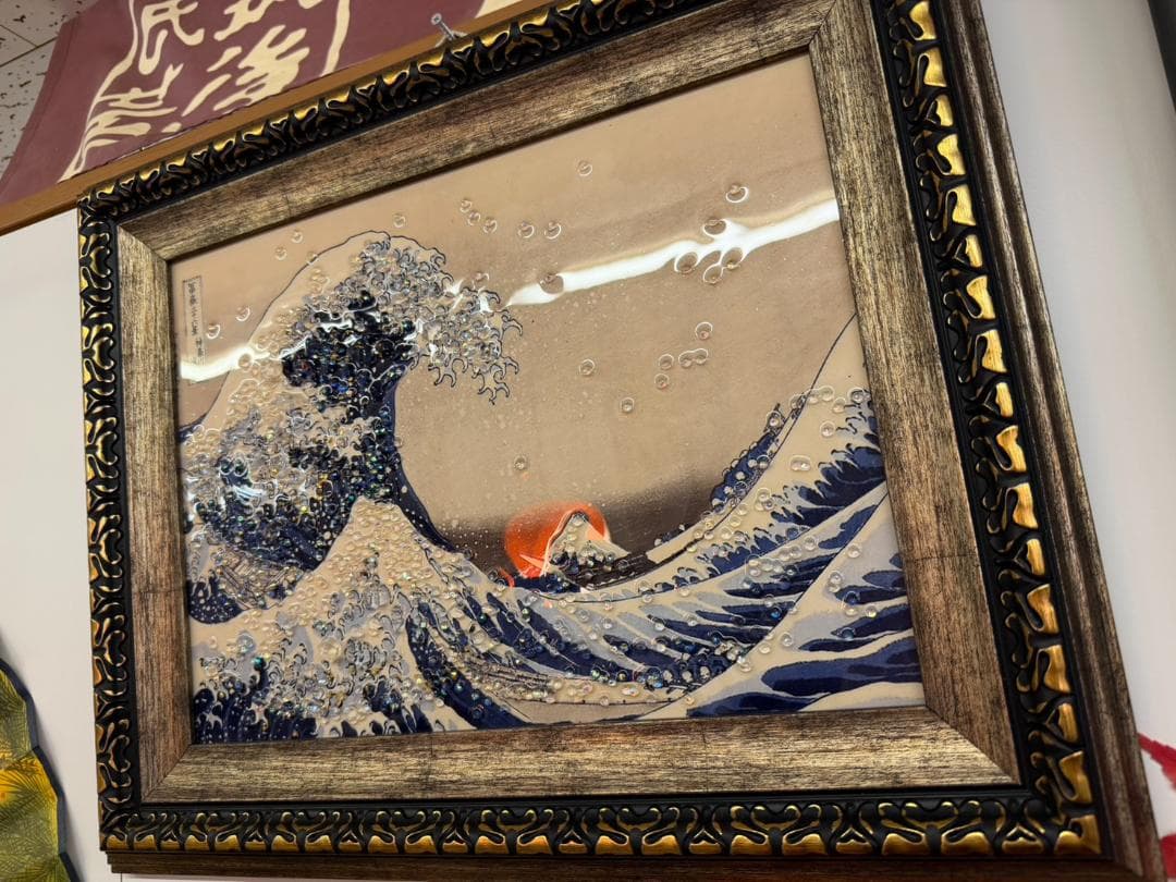 水晶絵　葛飾北斎　冨獄三十六景　神奈川沖浪裏　アートパネル　アート　絵画　壁掛