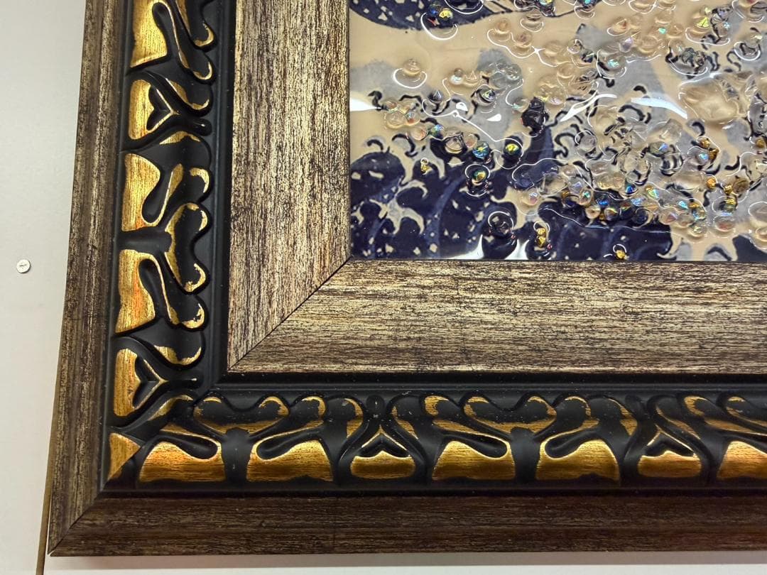 水晶絵　葛飾北斎　冨獄三十六景　神奈川沖浪裏　アートパネル　アート　絵画　壁掛