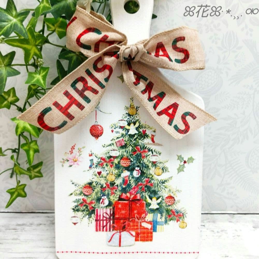 デコパージュ ꔛ‬ꕤ Xmasプレート(片面)♡インテリア♡ガーデン雑貨