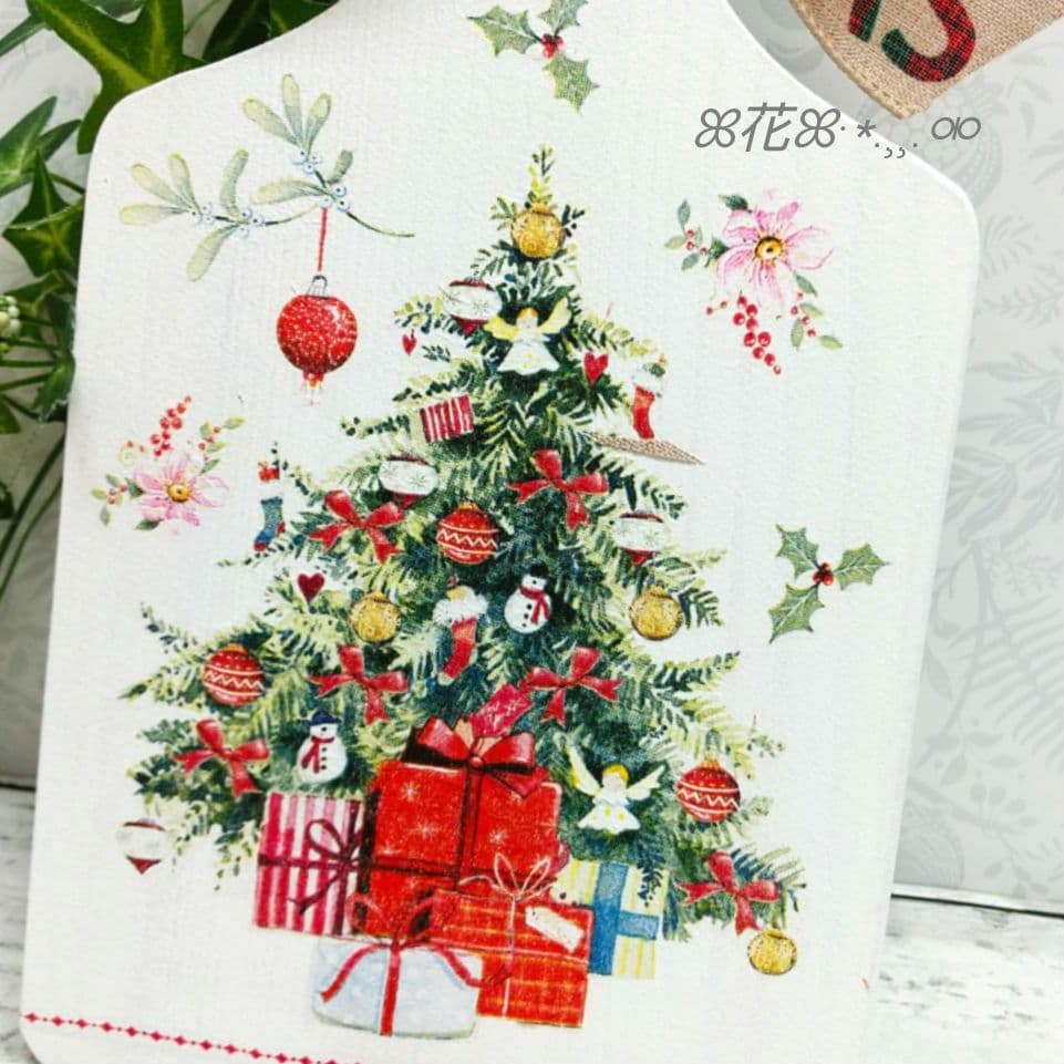 デコパージュ ꔛ‬ꕤ Xmasプレート(片面)♡インテリア♡ガーデン雑貨