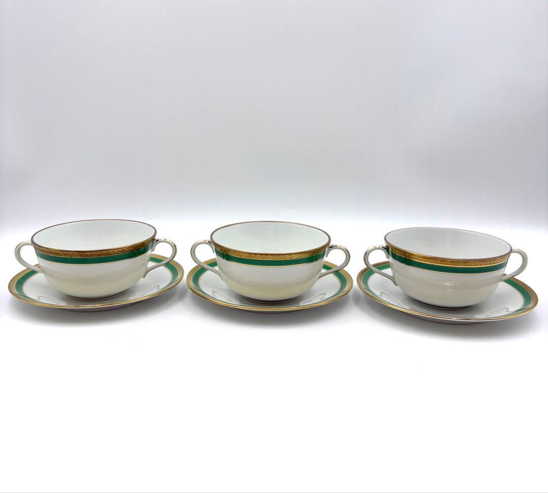 リチャードジノリ　パレルモグリーン　スープカップ＆ソーサー　6客セット