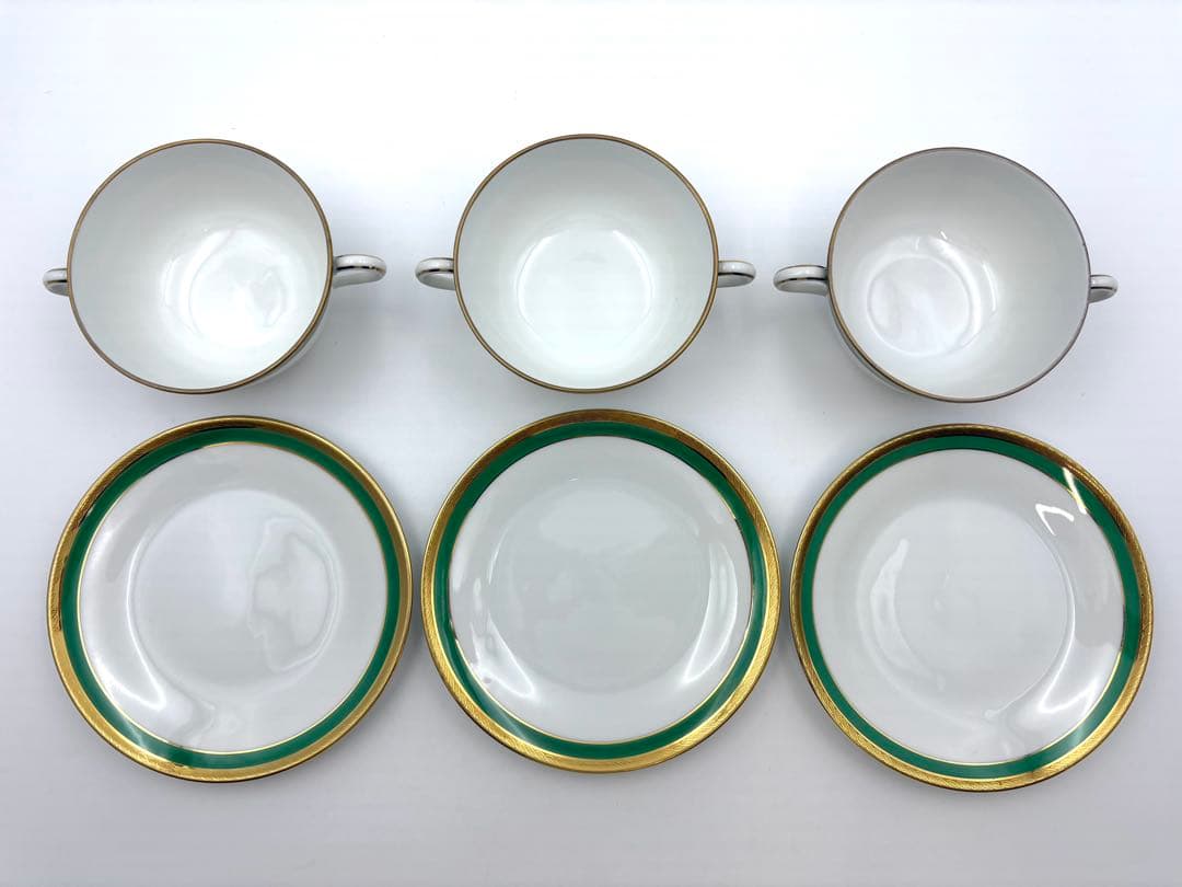 リチャードジノリ　パレルモグリーン　スープカップ＆ソーサー　6客セット