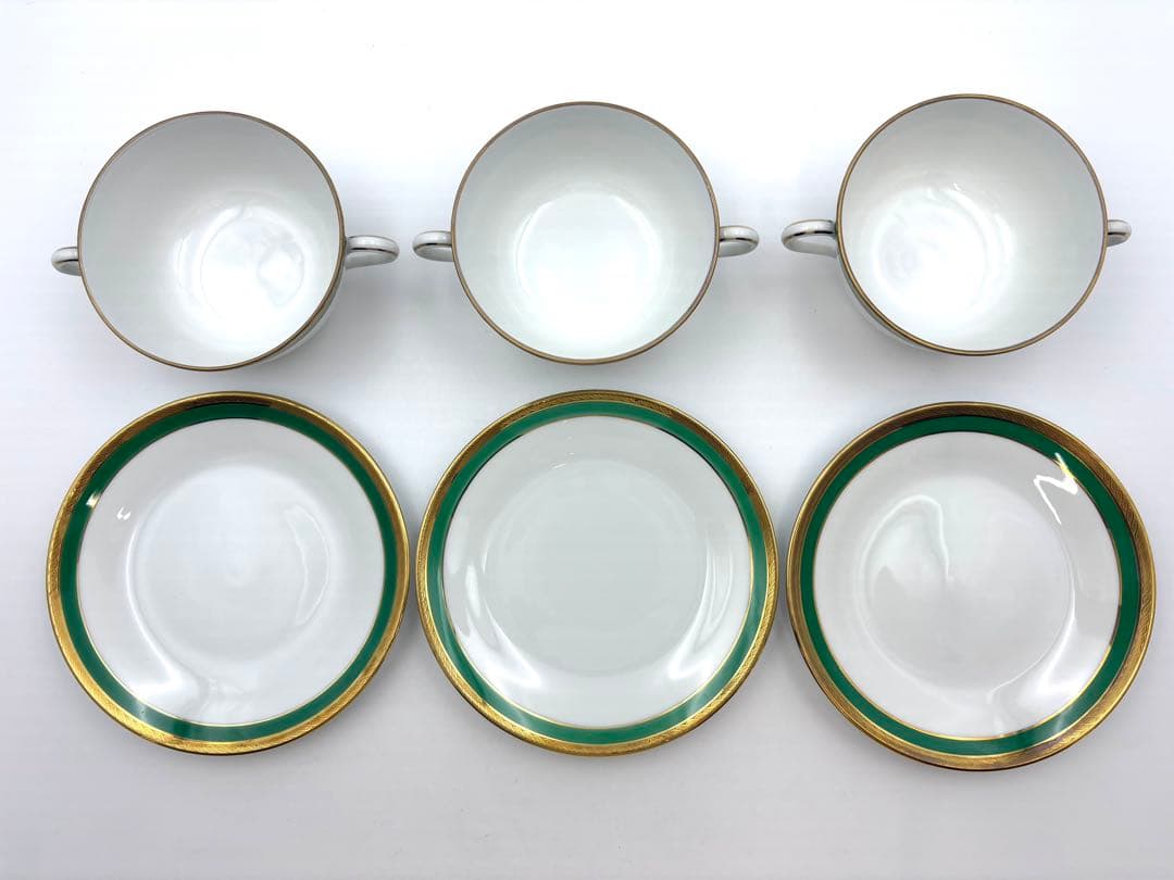 リチャードジノリ　パレルモグリーン　スープカップ＆ソーサー　6客セット