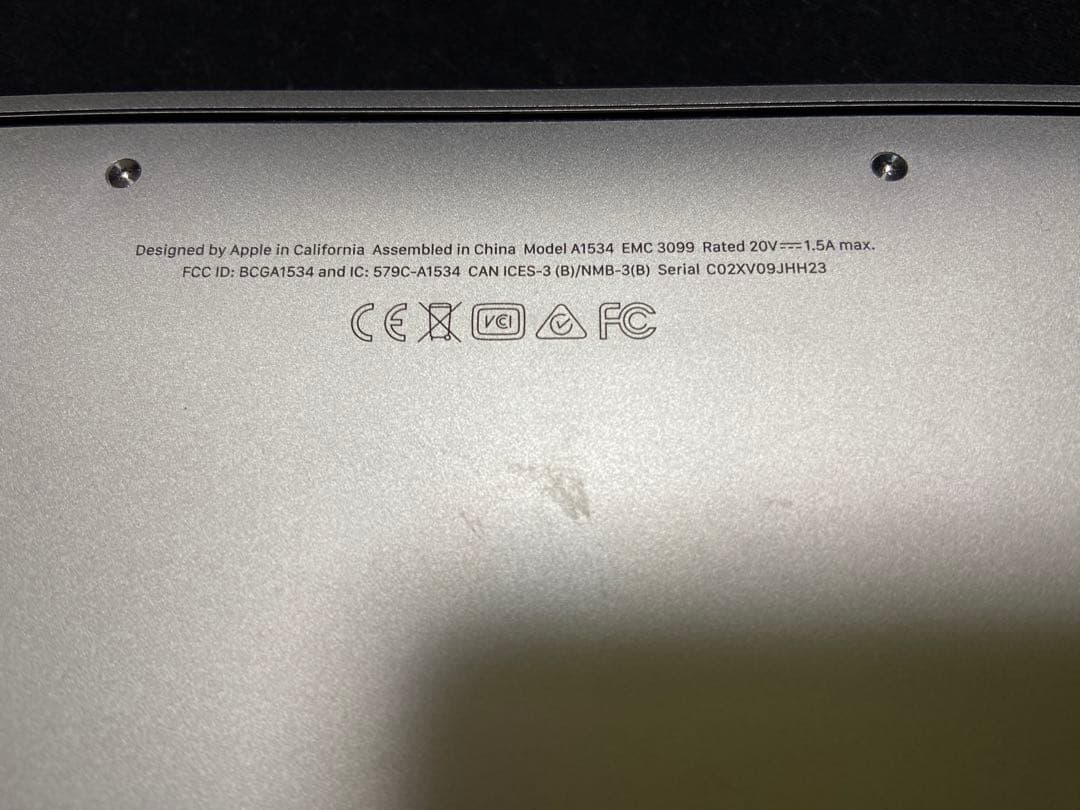 手渡し可【バッテリーなし】2017 MACBOOK12インチ　※ジャンク品