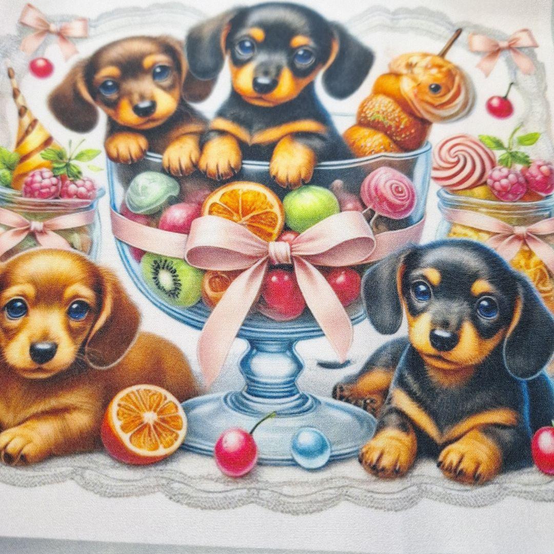 可愛いダックスフンドパネル生地　ハンドメイド